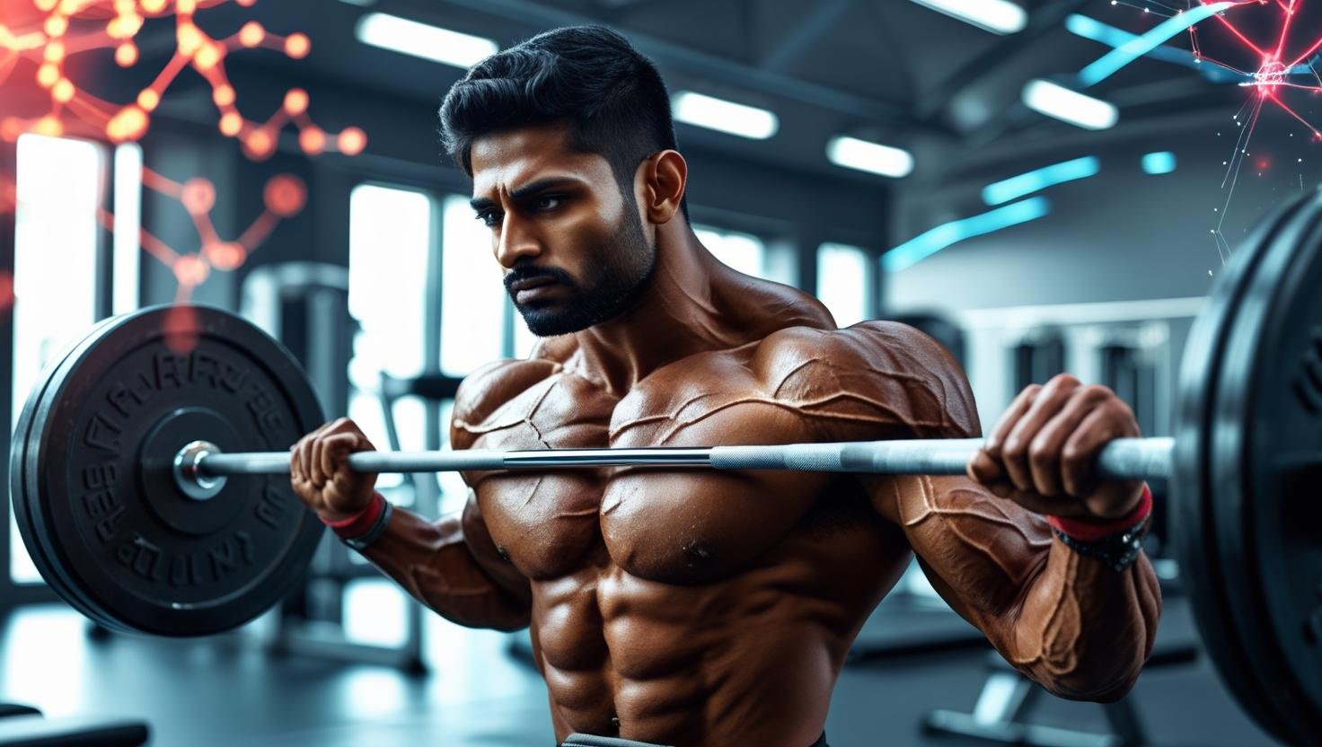 شخص يرفع الأثقال يمثل العوامل المؤثرة على نمو العضلات