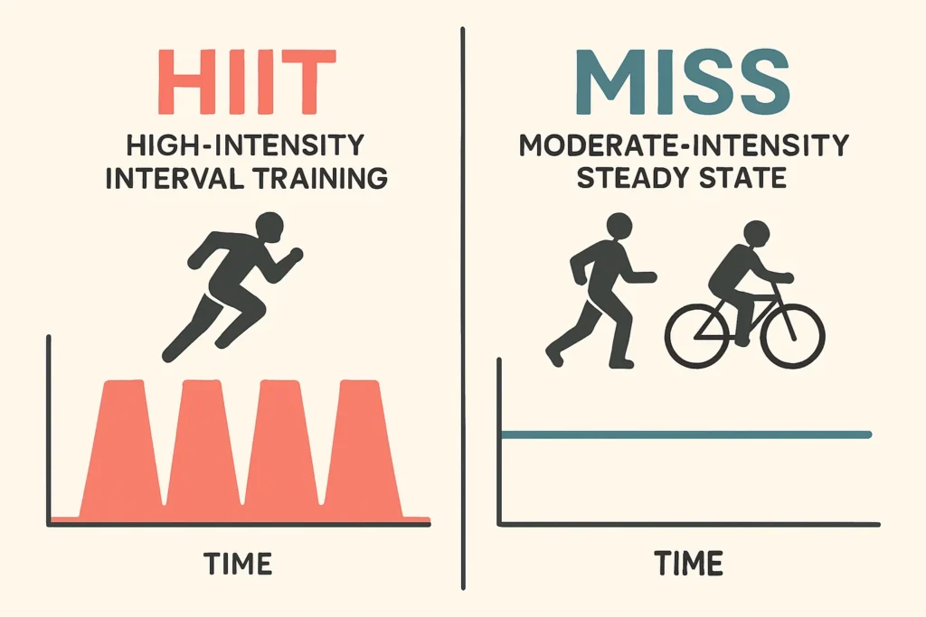 مقارنة بين تمارين الكارديو HIIT و MISS