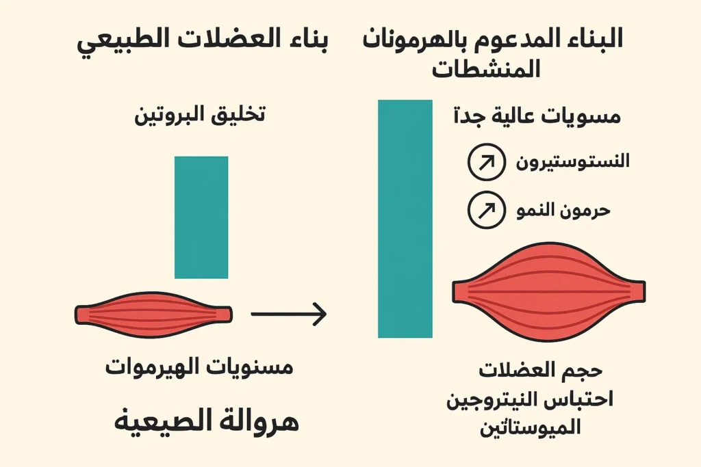 الفارق بين بناء العضلات الطبيعي وتأثير الهرمونات والمنشطات
