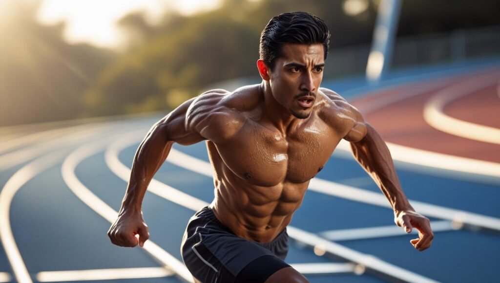 رياضي يؤدي تمرين كارديو عالي الكثافة HIIT لحرق الدهون