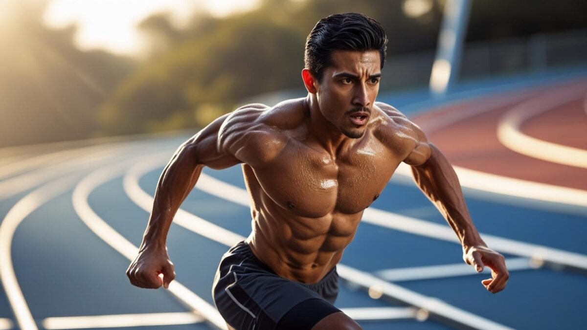 رياضي يؤدي تمرين كارديو عالي الكثافة HIIT لحرق الدهون