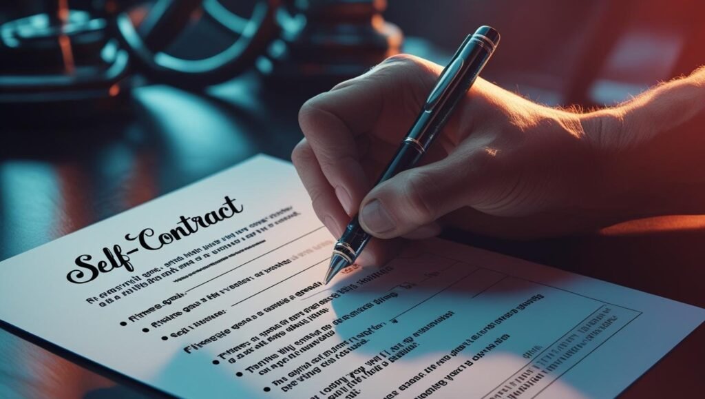 صورة توضح كيفية كتابة عقد مع النفس لتعزيز الالتزام بالروتين الصحي