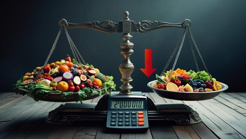توضيح تأثير عجز السعرات الحرارية المفرط على التمثيل الغذائي، مع إشارة إلى أهمية حساب السعرات الحرارية الصحيح لـ فقدان الدهون