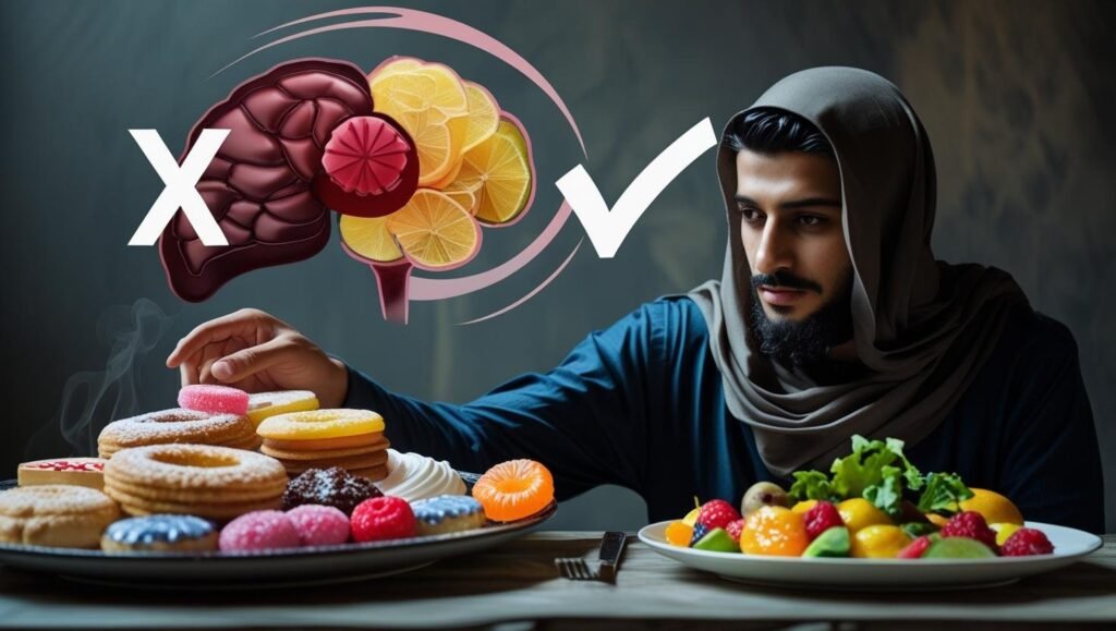 شخص يقلل من تناول السكر والفركتوز لتجنب مقاومة اللبتين والأنسولين والسيطرة على الجوع