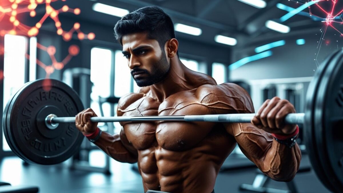 شخص يرفع الأثقال يمثل العوامل المؤثرة على نمو العضلات