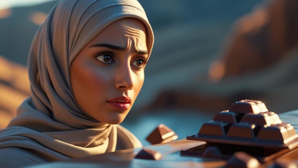 شخص يشتهي الشوكولاتة ويفكر في بدائل صحية