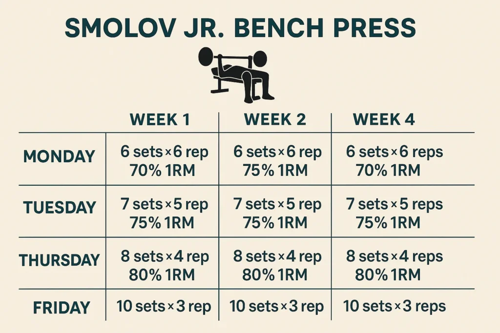 جدول برنامج Smolov Jr للبنش بريس