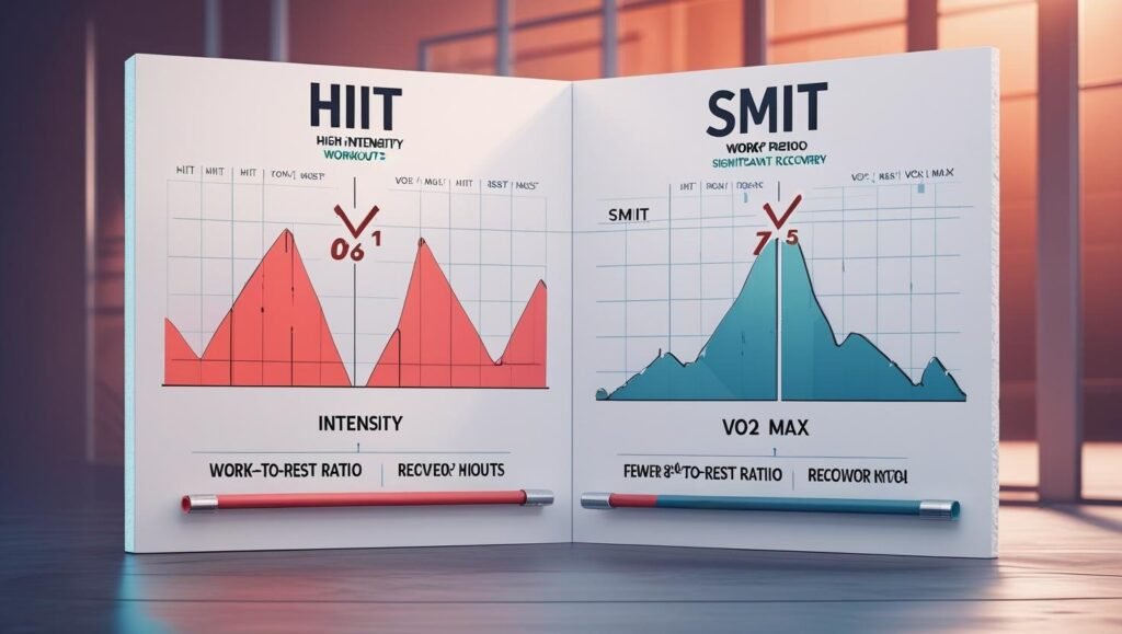 مخطط يوضح الفروقات بين HIIT وSMIT